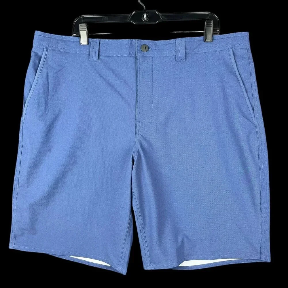 George Mens Flat Front Casual Shorts Size 44X9 Blue & Tan Lot of 2 Mid-rise Fit